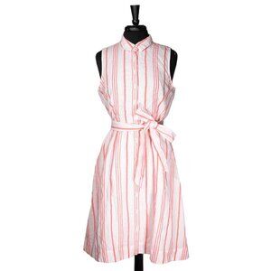 J.Crew Women Linen Midi Belted Shirt Dress